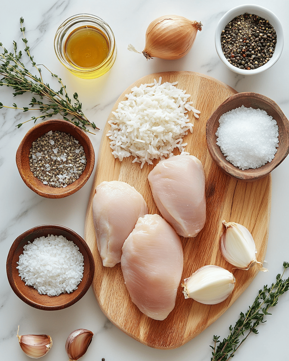 Chicken and rice ingredients