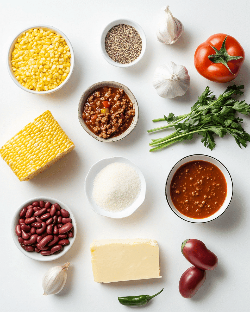 Cornbread in chili ingredients