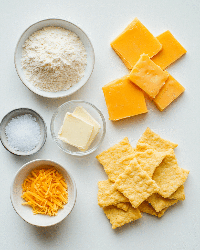 ingredients for a cheese crackers recipe