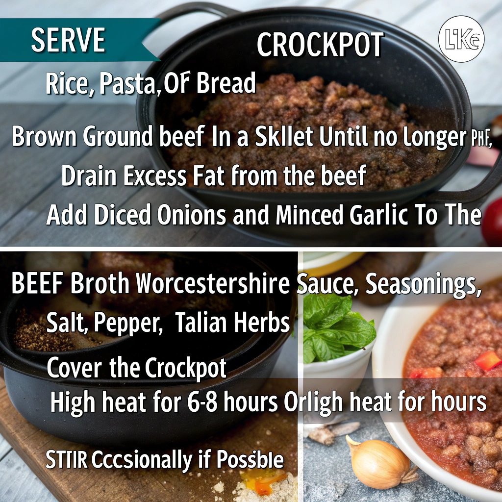 Steps crockpot recipe using ground beef