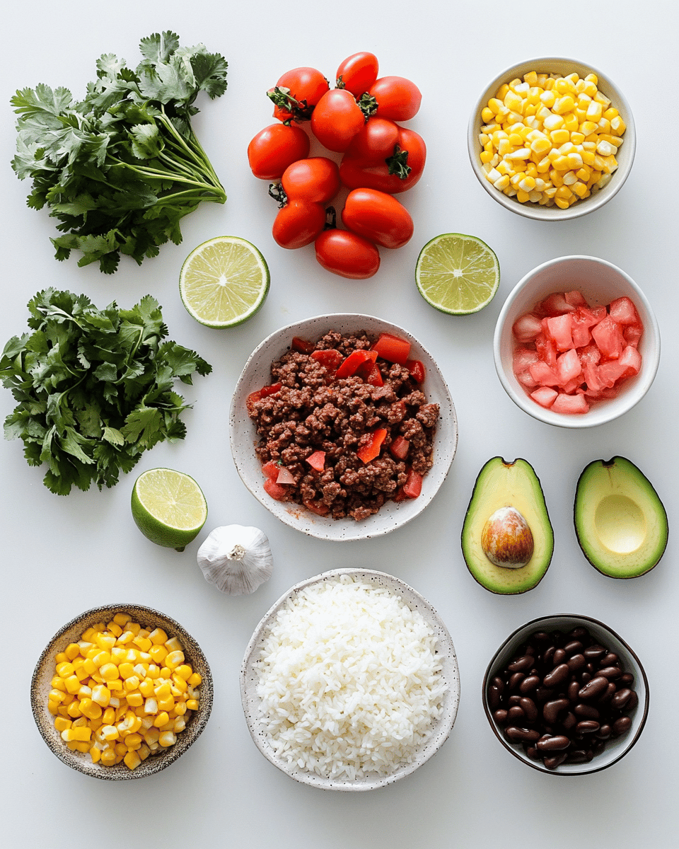 Mexican Beef and Rice Skillet ingredients