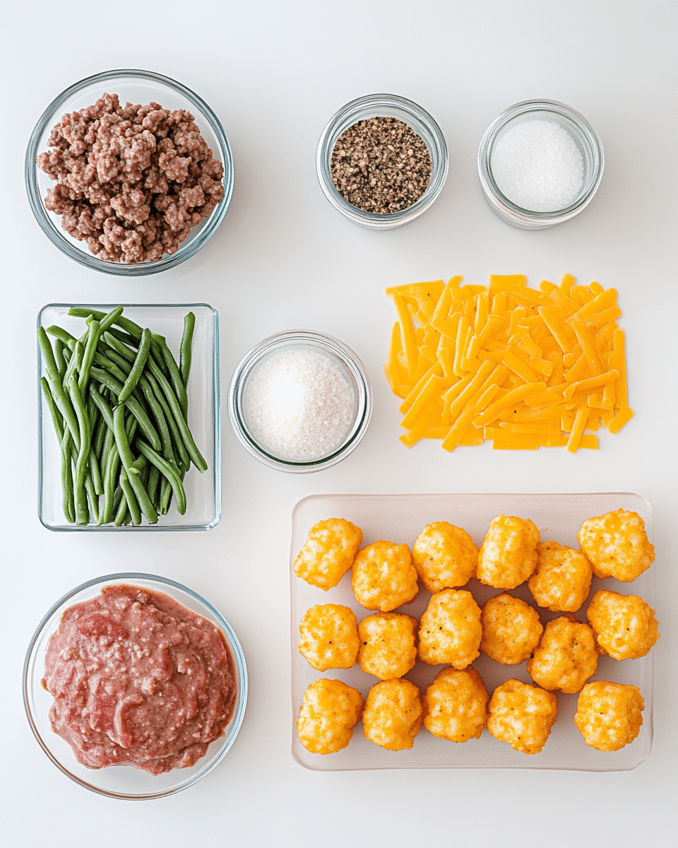 Tatertot Casserole ingredients