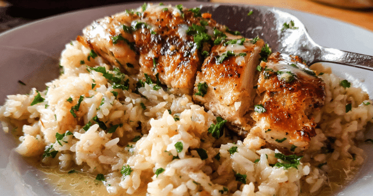 Chicken with Garlic Parmesan Rice