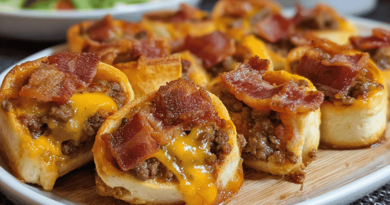 Garlic Butter Bacon Cheeseburger Rollups