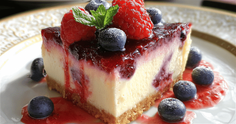 Summer Berry and Peach Cheesecake