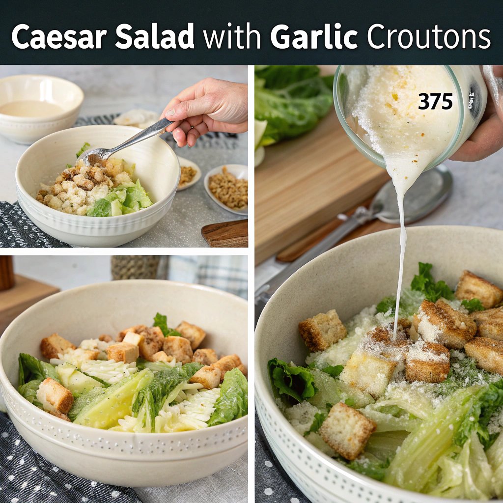 Steps Caesar Salad with Garlic Croutons