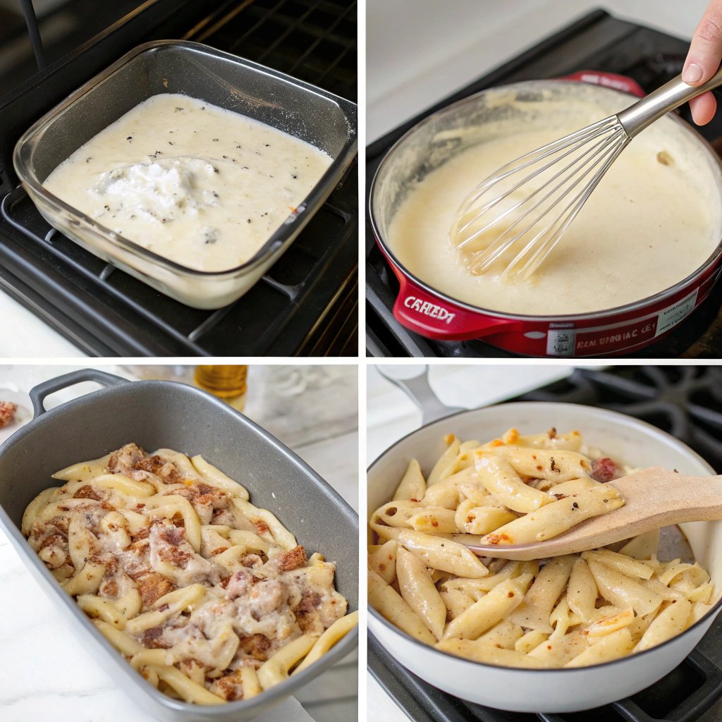 Steps chicken bacon ranch baked penne