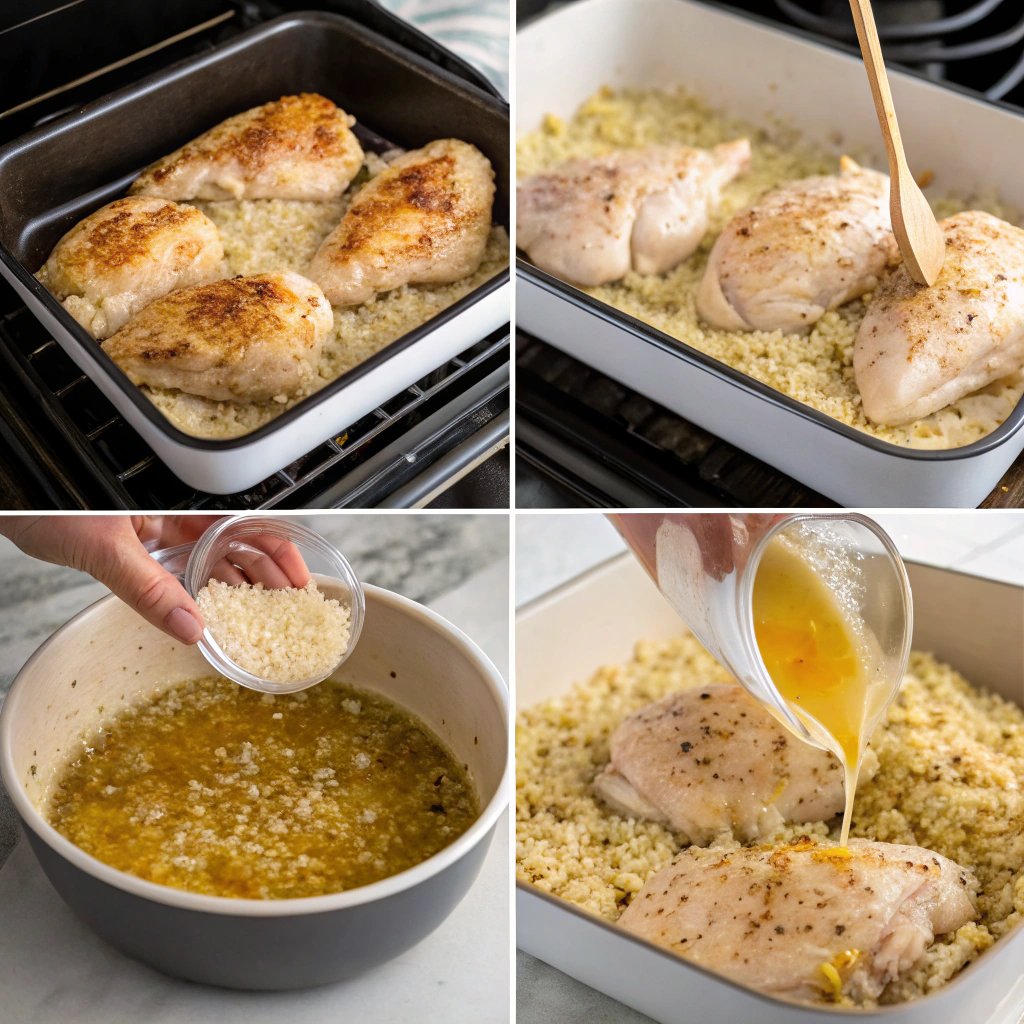 Steps Chicken with Garlic Parmesan Rice