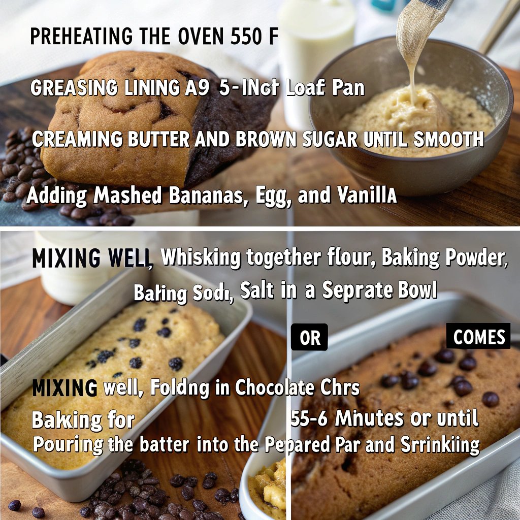 Steps chocolate chip banana bread