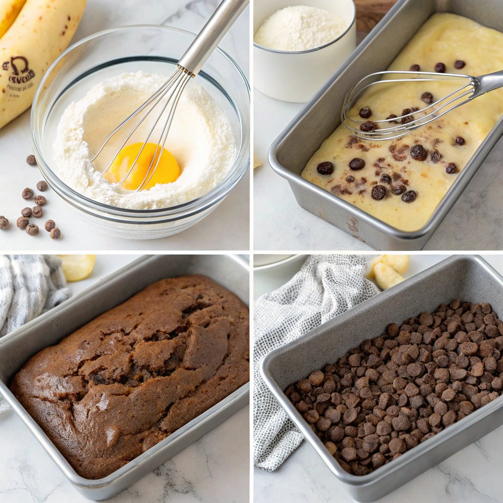 Steps chocolate chip chocolate banana bread​