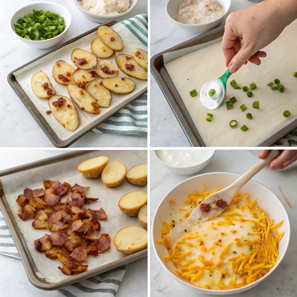 Steps Crispy Cheese and Bacon Potatoes