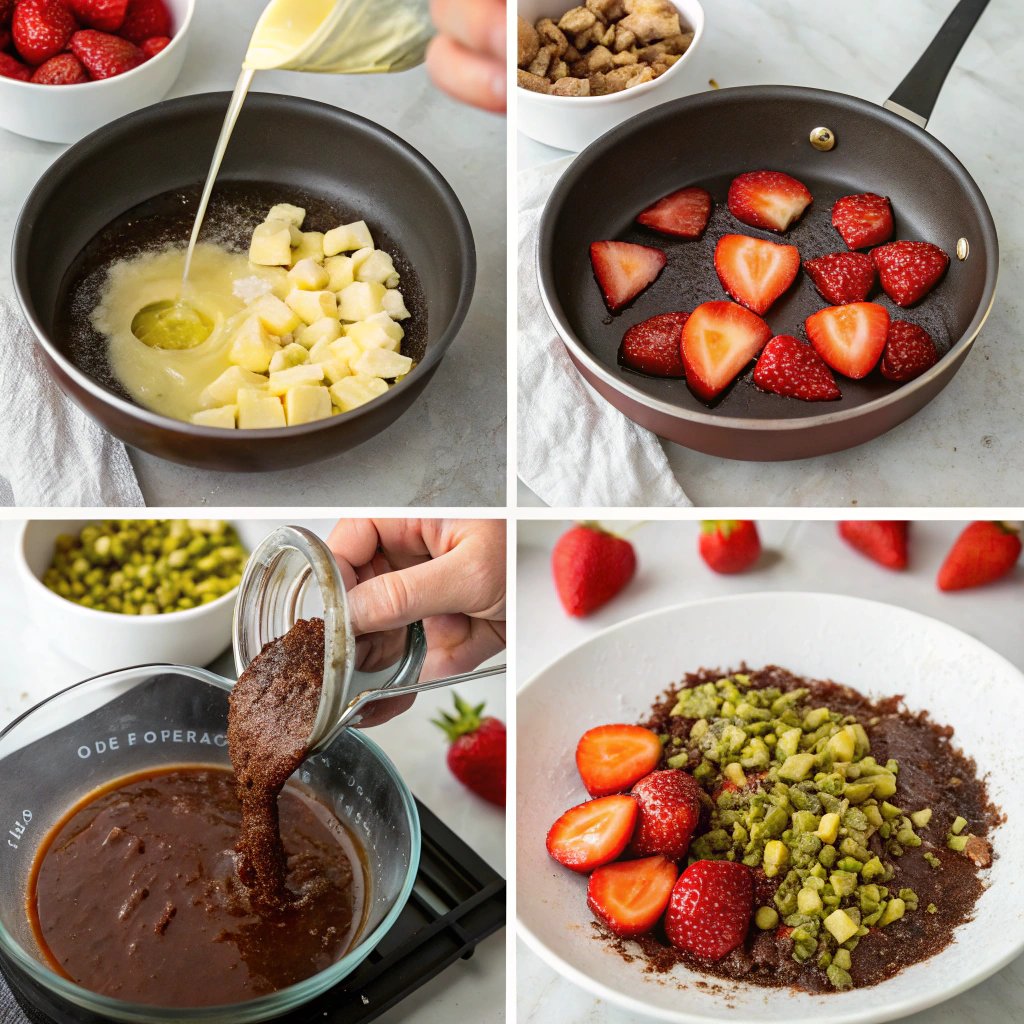 Steps dubai chocolate strawberries