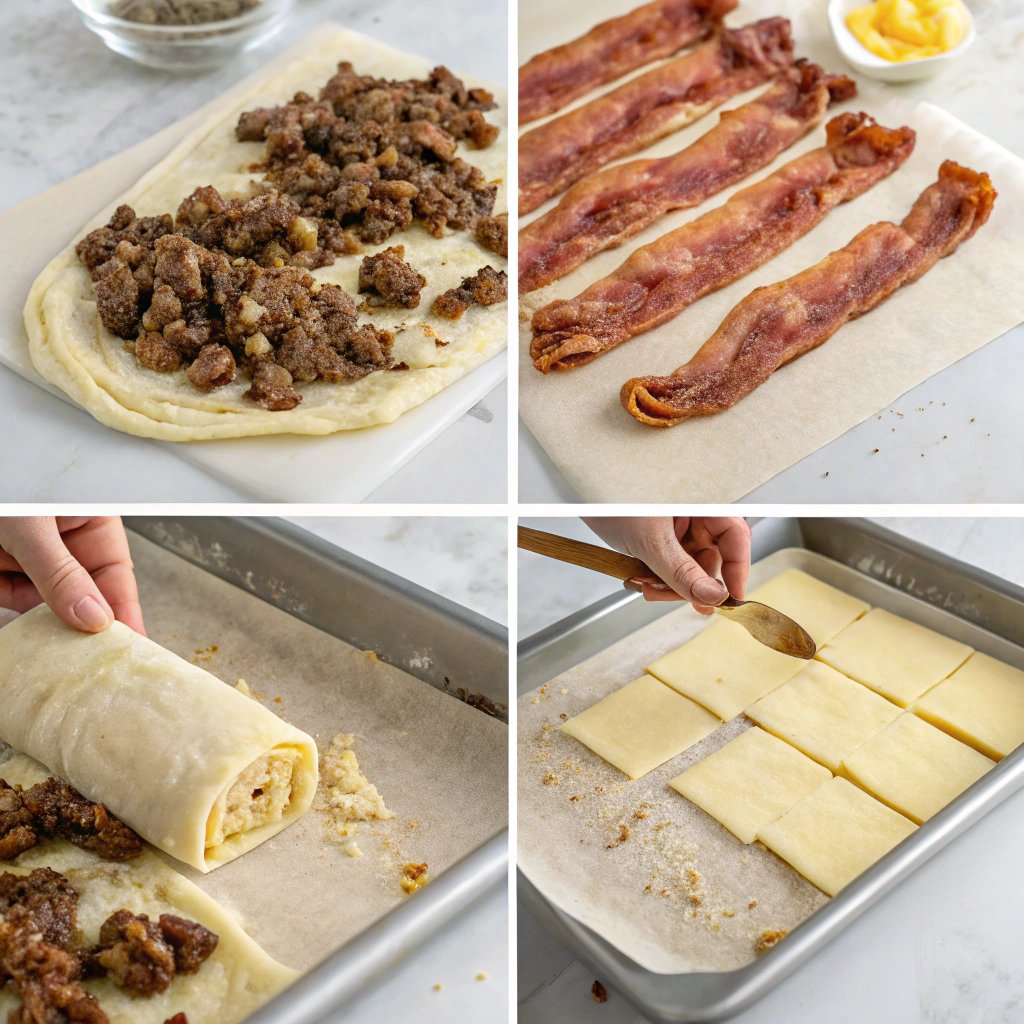 Steps Garlic Butter Bacon Cheeseburger Rollups