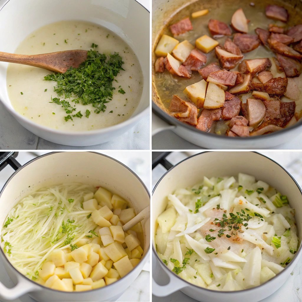Steps Irish Bacon, Cabbage, and Potato Soup