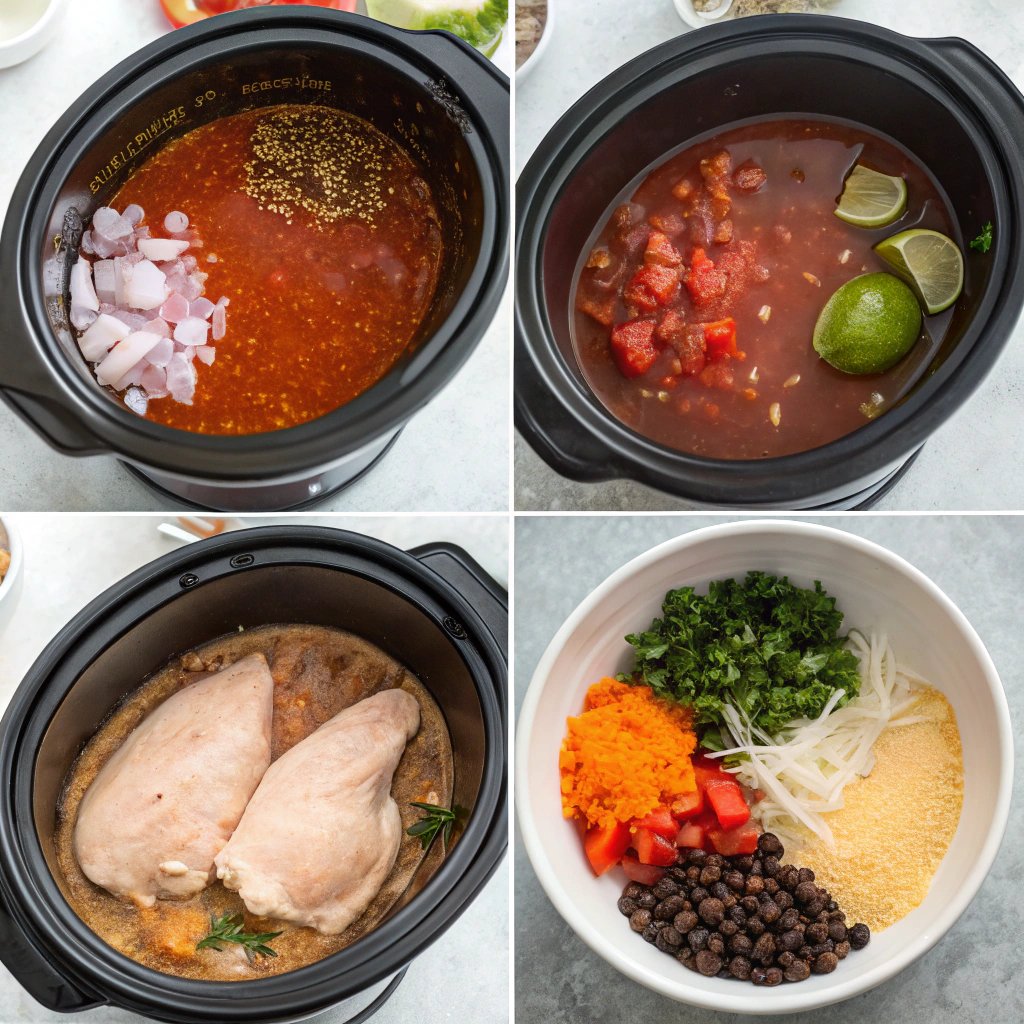 Steps Slow Cooker Chicken Tortilla Soup