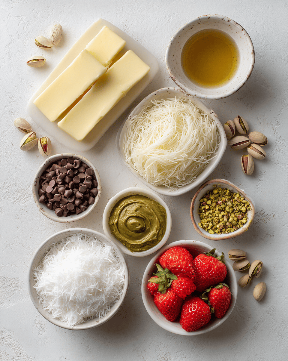 Make strawberry Dubai chocolate desserts at home with rich layers of chocolate, strawberries, and nutty crunch in every bite