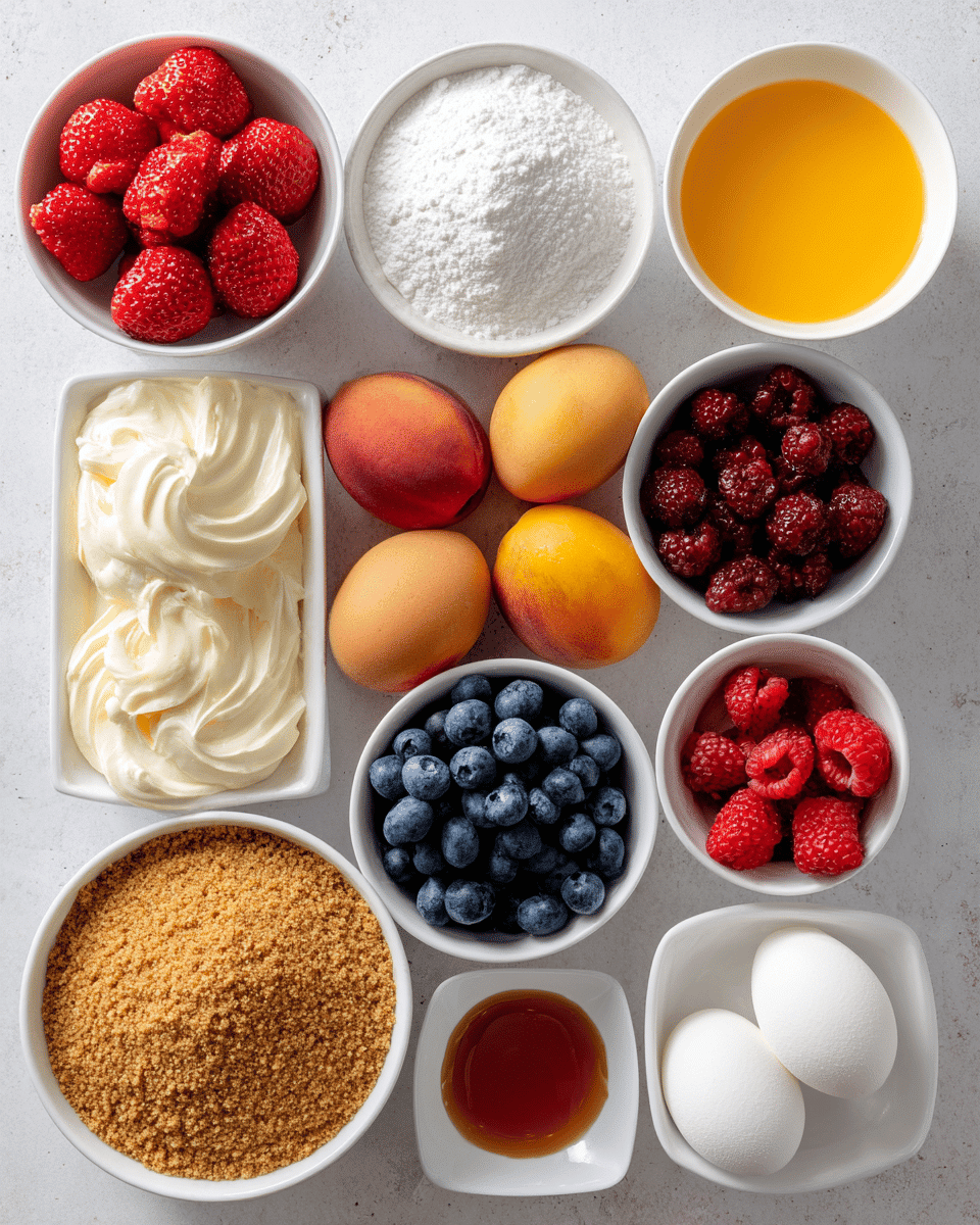 Easy-to-make Summer Berry and Peach Cheesecake—creamy, fruity, and perfect for sunny gatherings. Fresh berries + juicy peaches = pure summer joy!