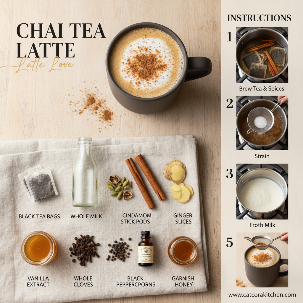 card recipe ingredients and instructions Chai Tea Latte