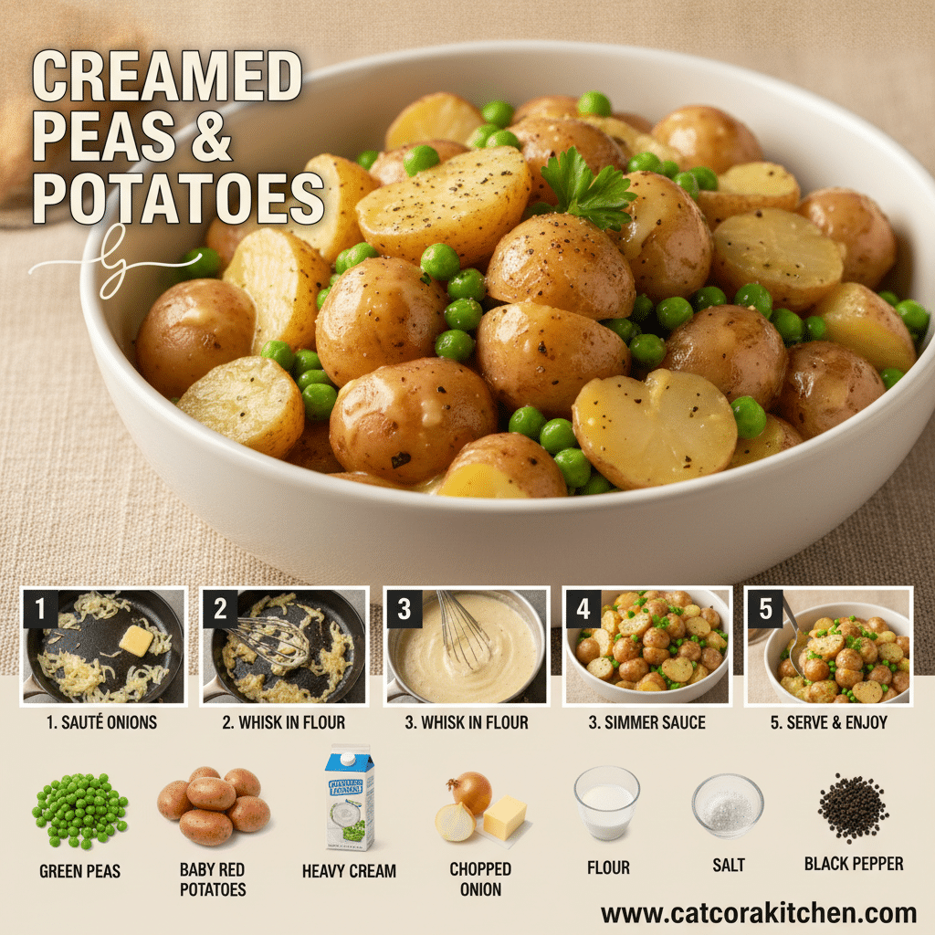 card recipe ingredients and instructions creamed peas and potatoes
